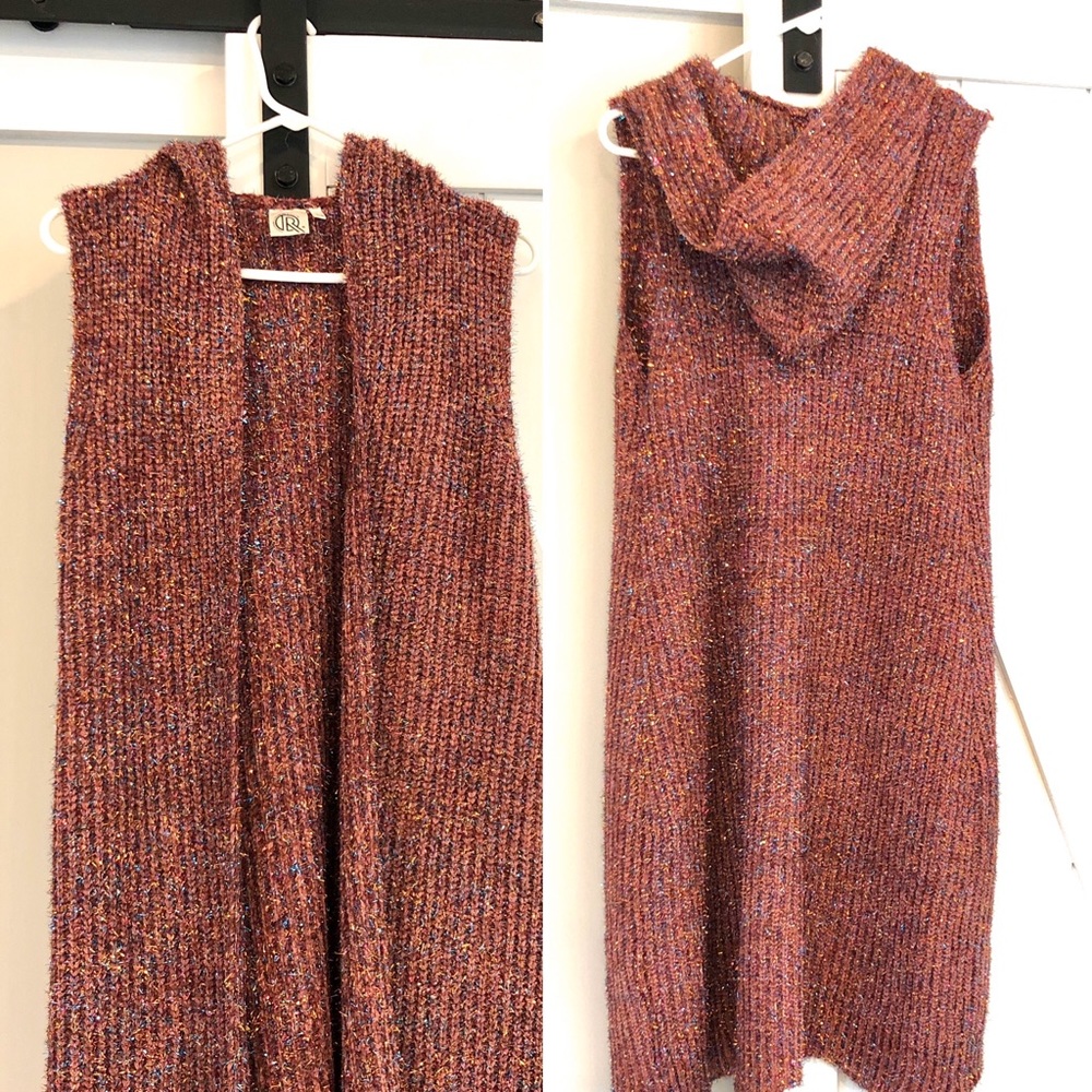 Shimmery Sweater Duster with Hood